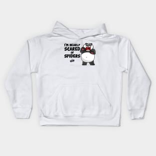 Bearly scared of spiders (on light colors) Kids Hoodie